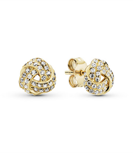 Pandora Timeless Gold Plated Shimmering Love Knot Earrings