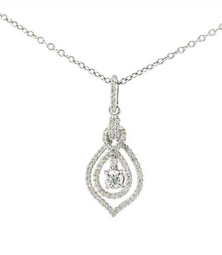 14K White Gold .60 CT Fashion Diamond Pendant