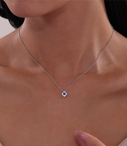 Lafonn 0.43 CTW Simulated Diamond And Sapphire Halo Necklace