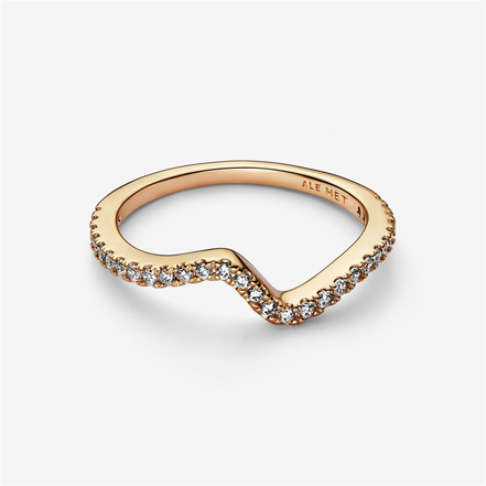 Pandora Timeless Sparkling Wave Ring Size 7.5