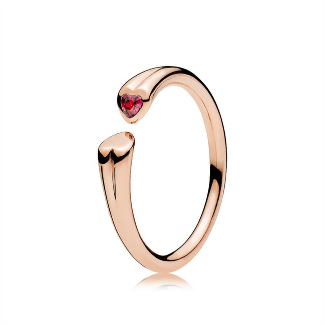 Pandora Rose Two Hearts Open Ring Size 7