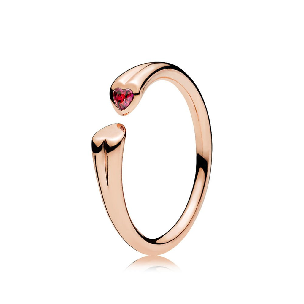 Pandora Rose Two Hearts Open Ring Size 7