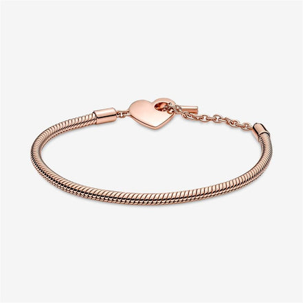Pandora Moments Heart T-Bar Snake Chain Bracelet Size 18