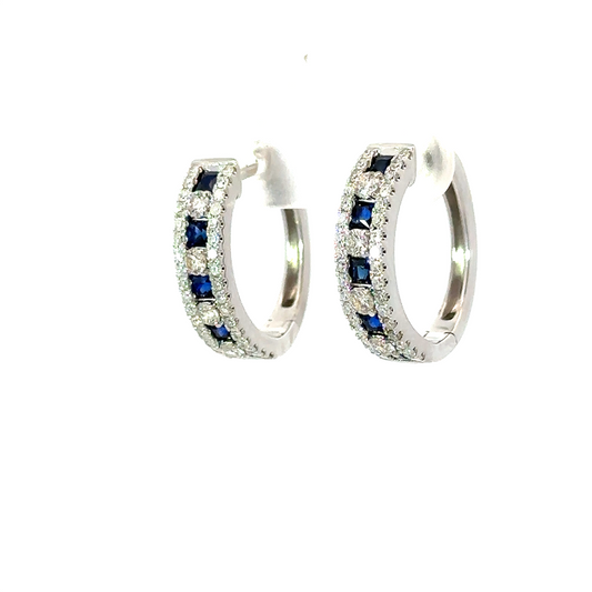 Sapphire And Diamond Oval Hoop Earrings