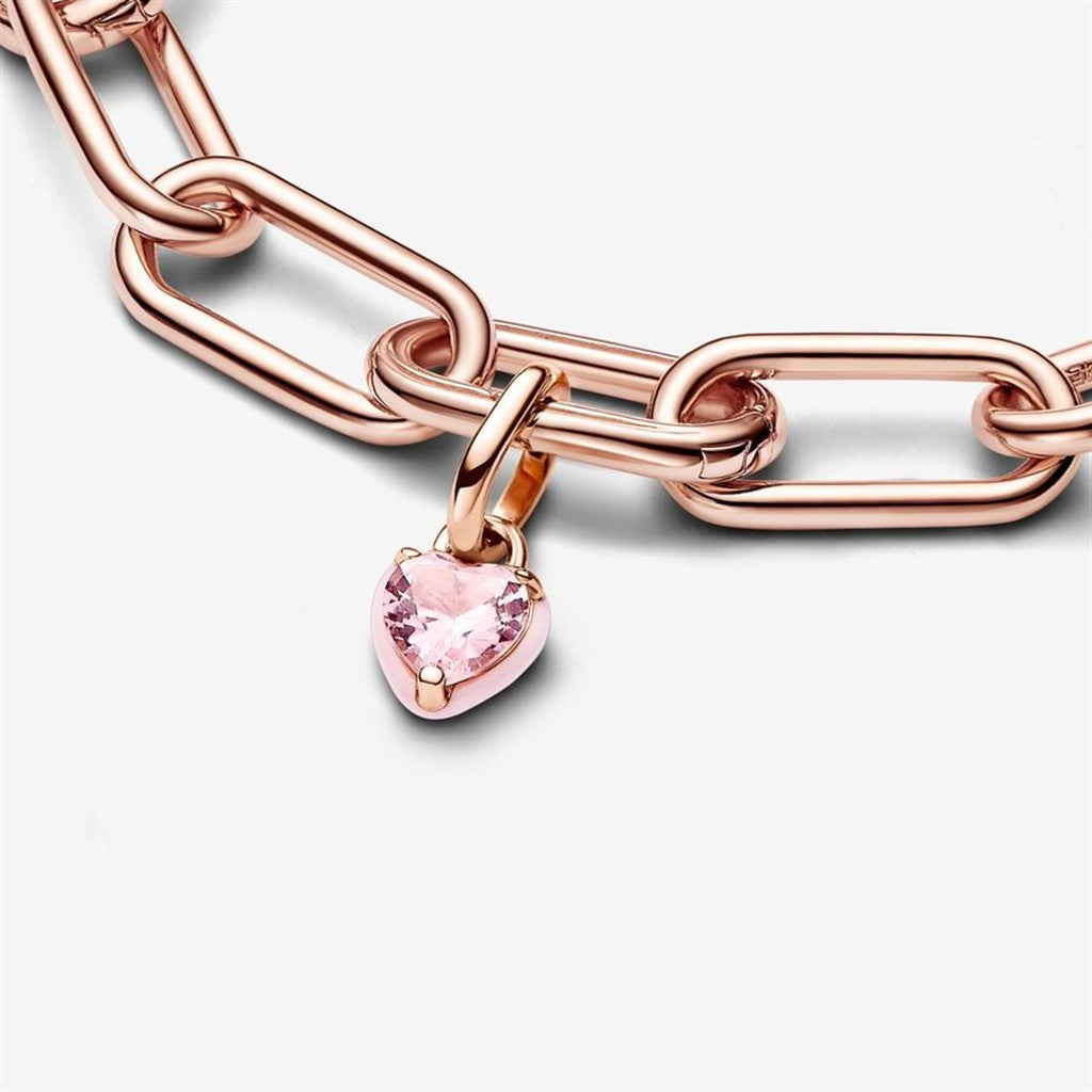 Pandora ME 14K Rose Gold Plated Pink Chakra Heart Mini Dangle Charm