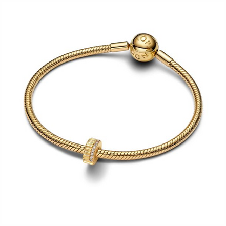 Pandora Ribbed Gold-Plated Clip Charm