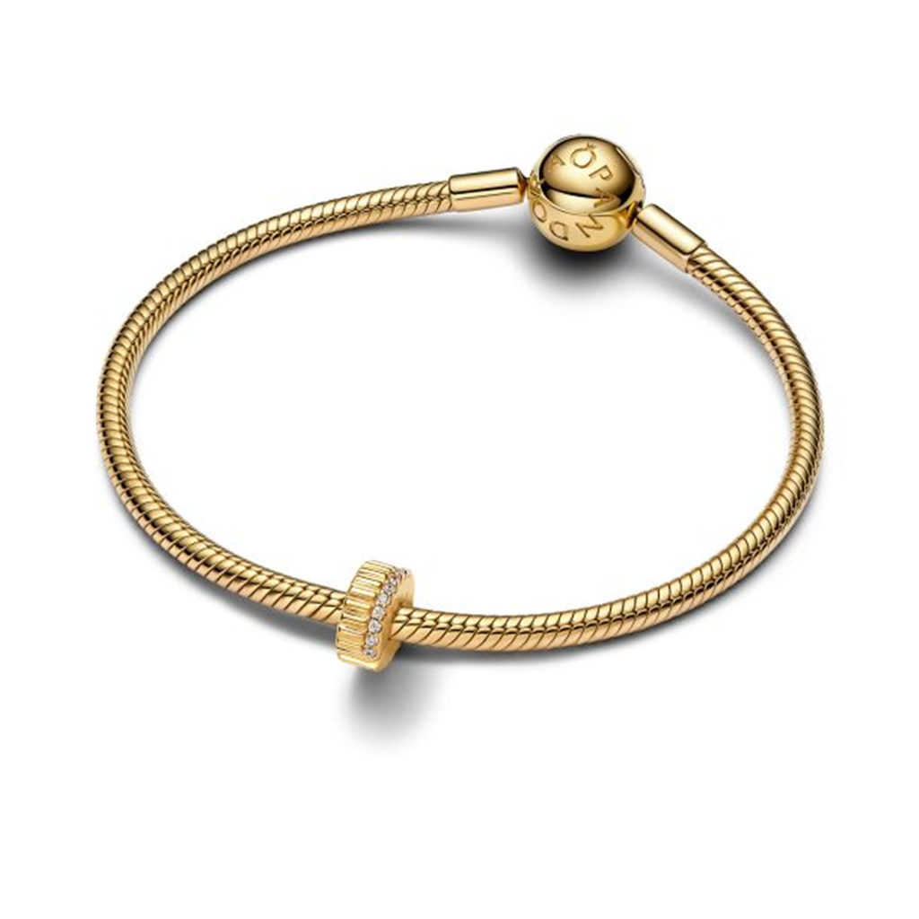 Pandora Ribbed Gold-Plated Clip Charm