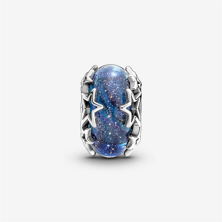 Pandora Moments Galaxy Blue And Star Murano Charm