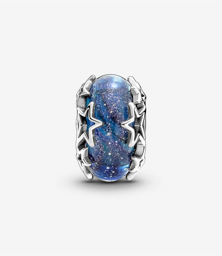 Pandora Moments Galaxy Blue And Star Murano Charm