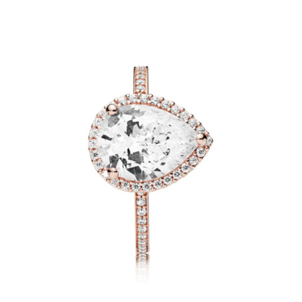 Pandora Timeless Sparkling Teardrop Halo Ring Size 4.5