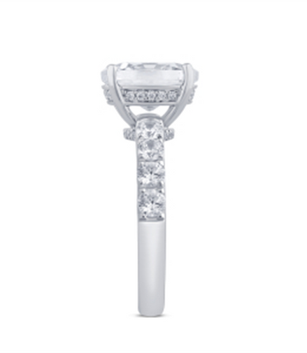 14K White Gold 3.78 CTW Lab Grown Oval Stone And Hidden Halo Engagement Ring