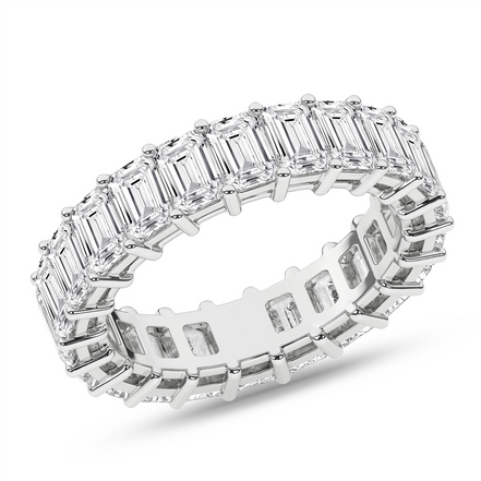 Revelation 14K White Gold 5.5 CTW Emerald Cut Lab Grown Wedding Band