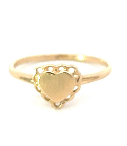 14K Gold Heart Signet Engravable Ring