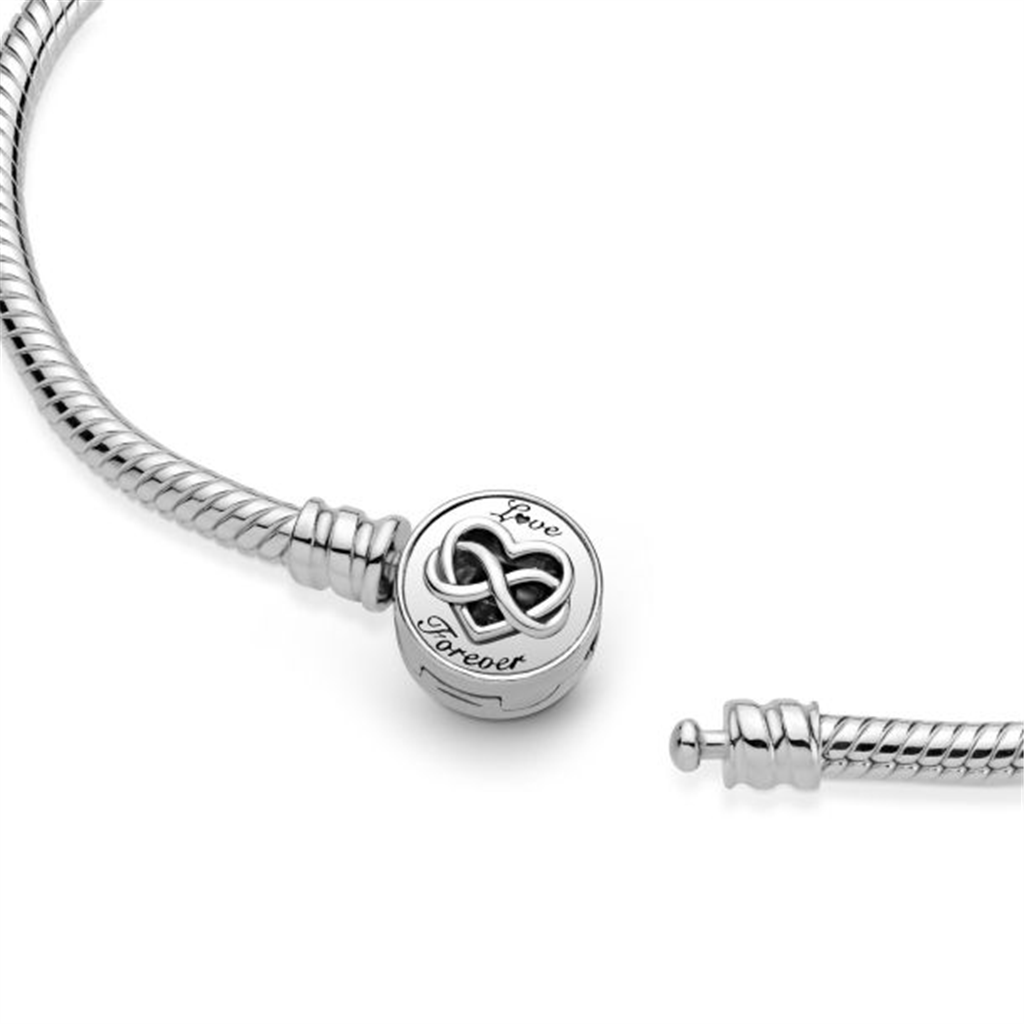Pandora Moments Heart Infinity Clasp Snake Chain Bracelet Size 17