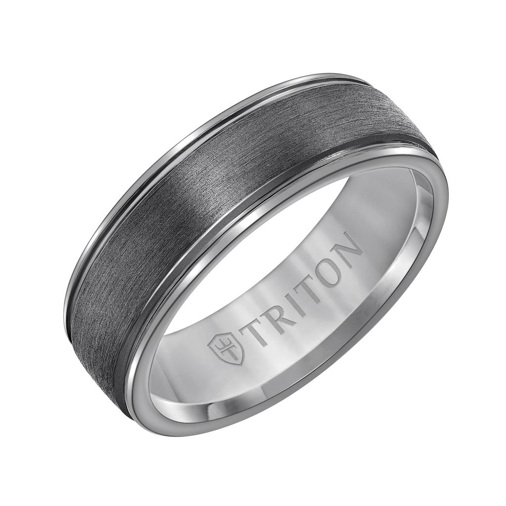 Triton Tantalum Crystaline Finish Flat Edge Wedding Band Size 9.5