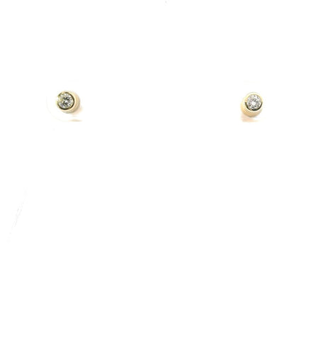14K Yellow Gold Diamond Bezel Stud Earrings