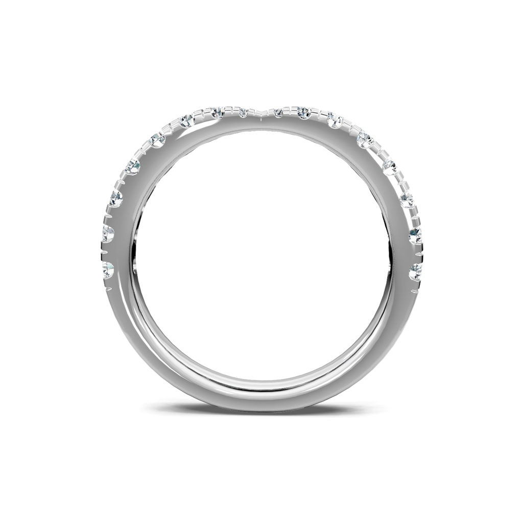 14K White Gold 0.50 CT Round Diamond Pinched Petite Band