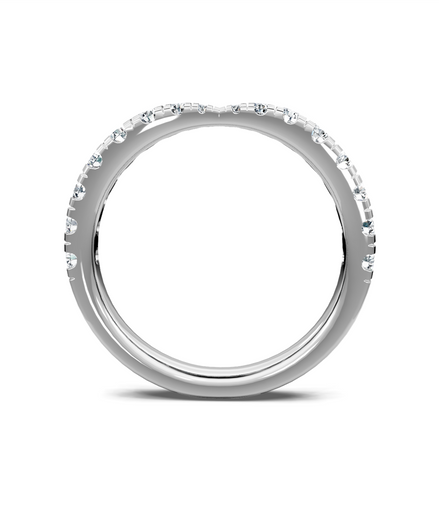 14K White Gold 0.50 CT Round Diamond Pinched Petite Band