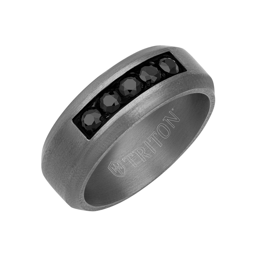 Triton Tantulam and Black Sapphire Wedding Band Size 10