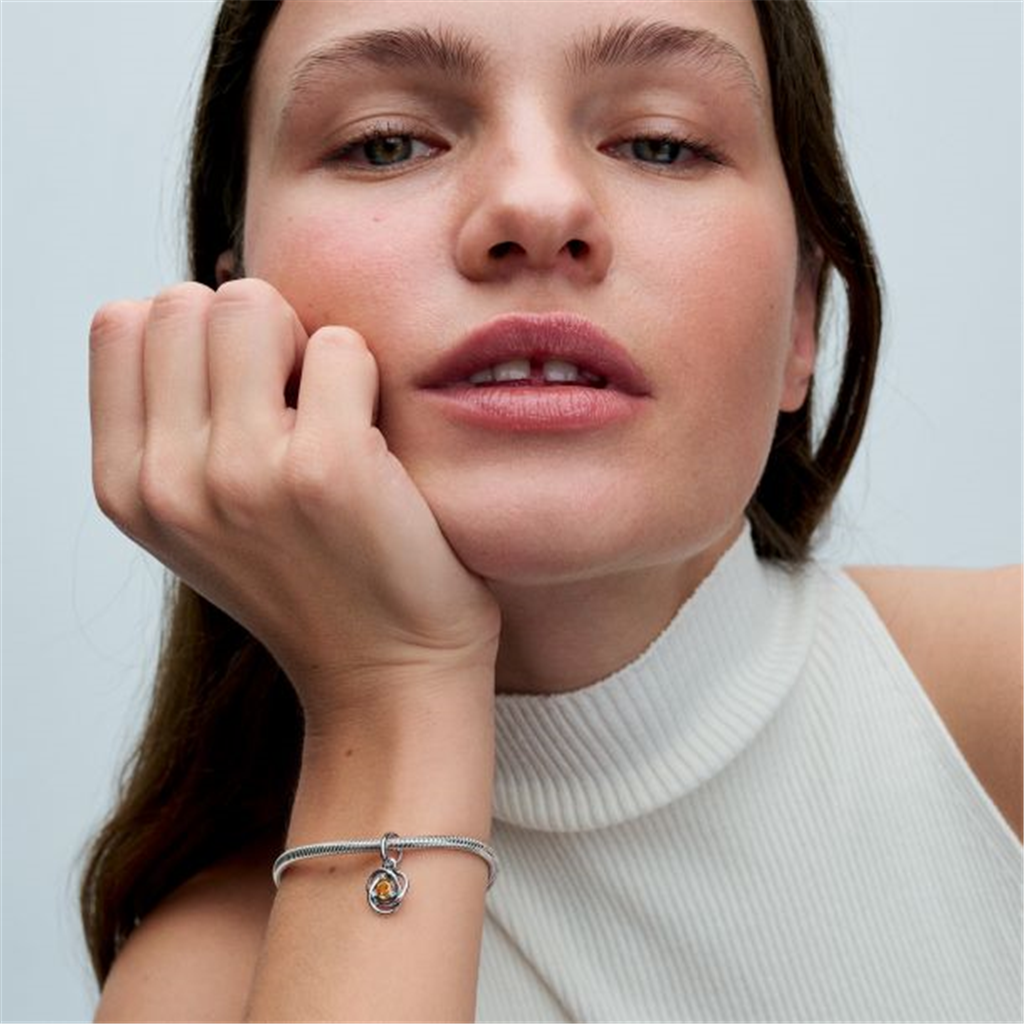 Pandora Moments November Honey Eternity Circle Dangle Charm