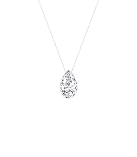14K White Gold 1 CTW Lab Grown Diamond Seamless Solitaire Pear Shaped Pendant Necklace