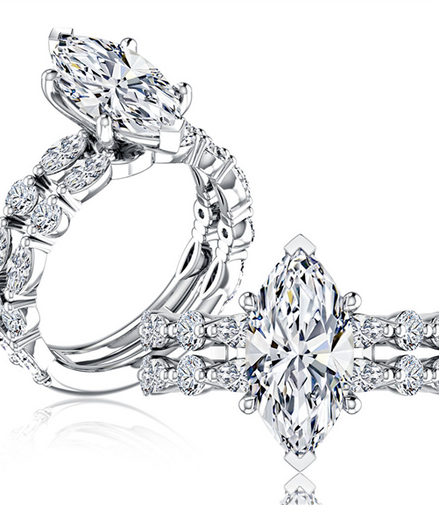 A.JAFFE 14K White Gold Marquise Engagement Ring