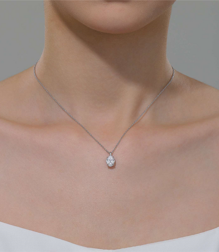 LaFonn 2 CTW Simulated Diamond Oval Solitaire Necklace