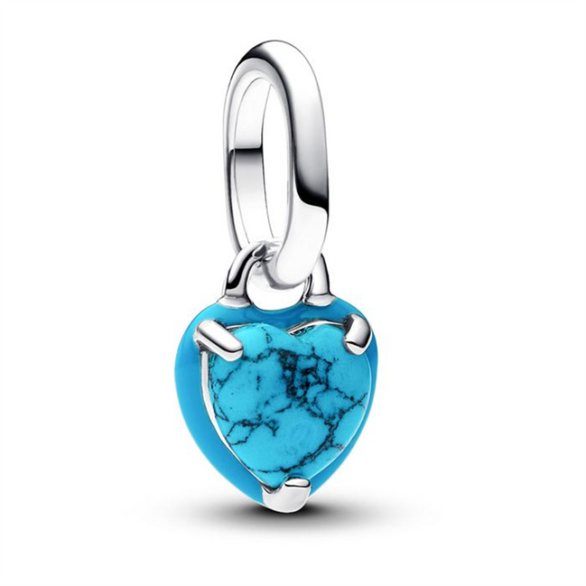 Pandora Turquoise-colored Heart Mini Dangle Charm