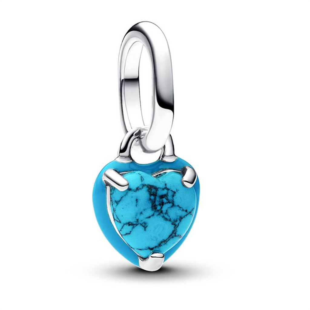 Pandora Turquoise-colored Heart Mini Dangle Charm