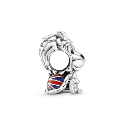 Pandora Moments Wavy Union Jack Lion Charm