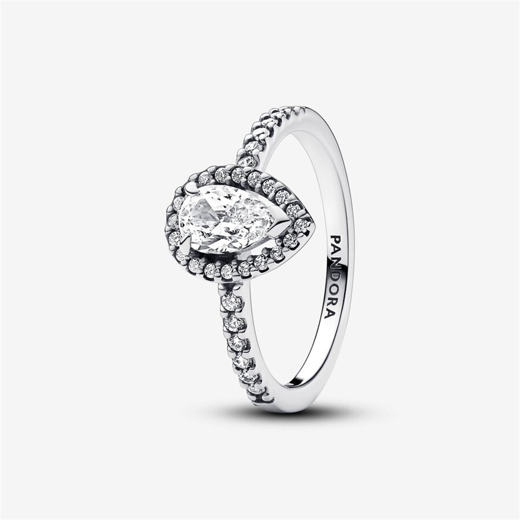 Pandora Timeless Sparkling Pear Halo Ring Size 7
