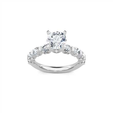 14K White Gold 2CT Round Diamond Semi-Mount Engagement Ring