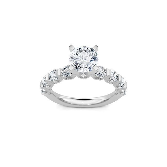 14K White Gold 2CT Round Diamond Semi-Mount Engagement Ring
