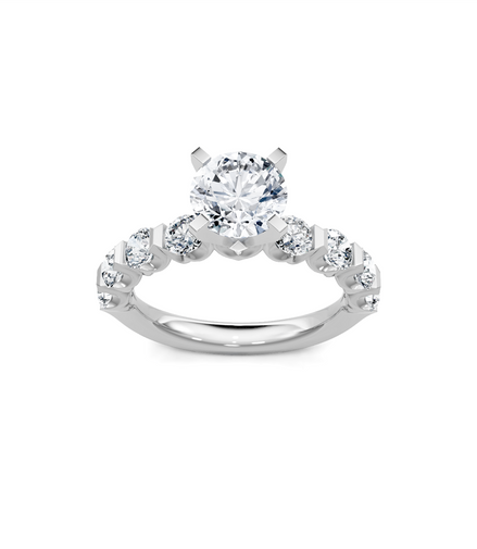 14K White Gold 2CT Round Diamond Semi-Mount Engagement Ring