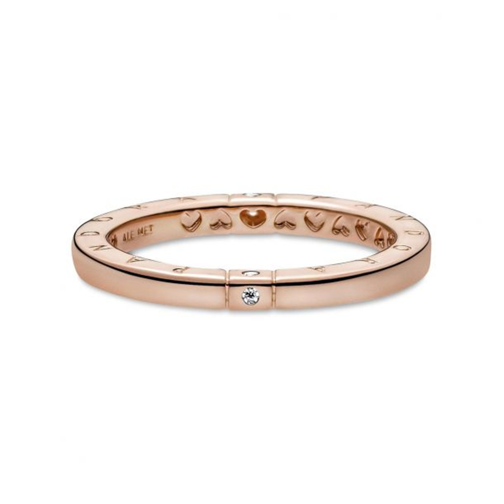 Pandora Signature Logo And Hearts Ring Size 7.5