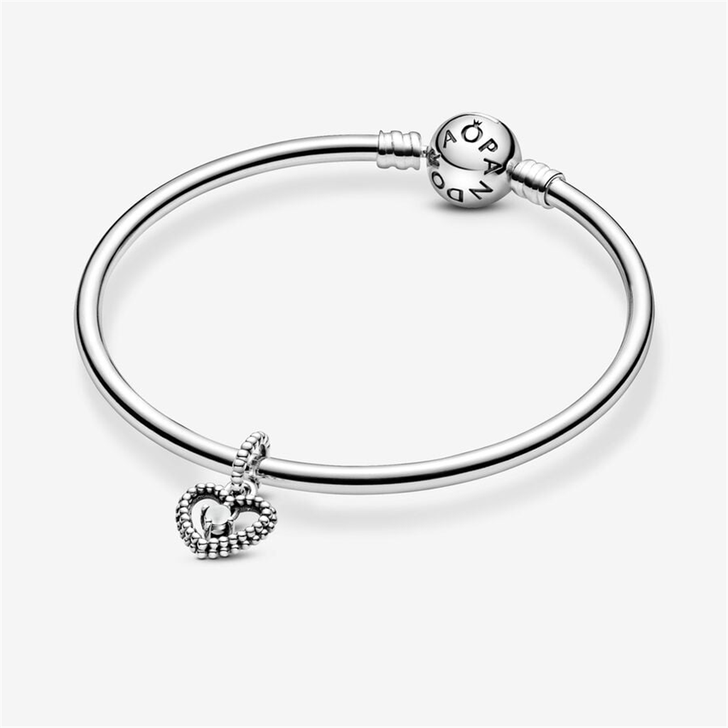 Pandora Moments April Milky White Beaded Heart Dangle Charm