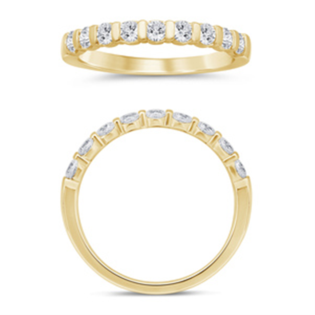 14K Yellow Gold 0.50 CTW Diamond Bar Set Half Eternity Band