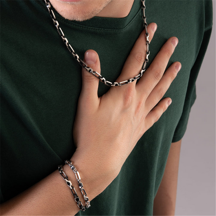 Desmos Men's Sterling Silver Max Bracelet 8"