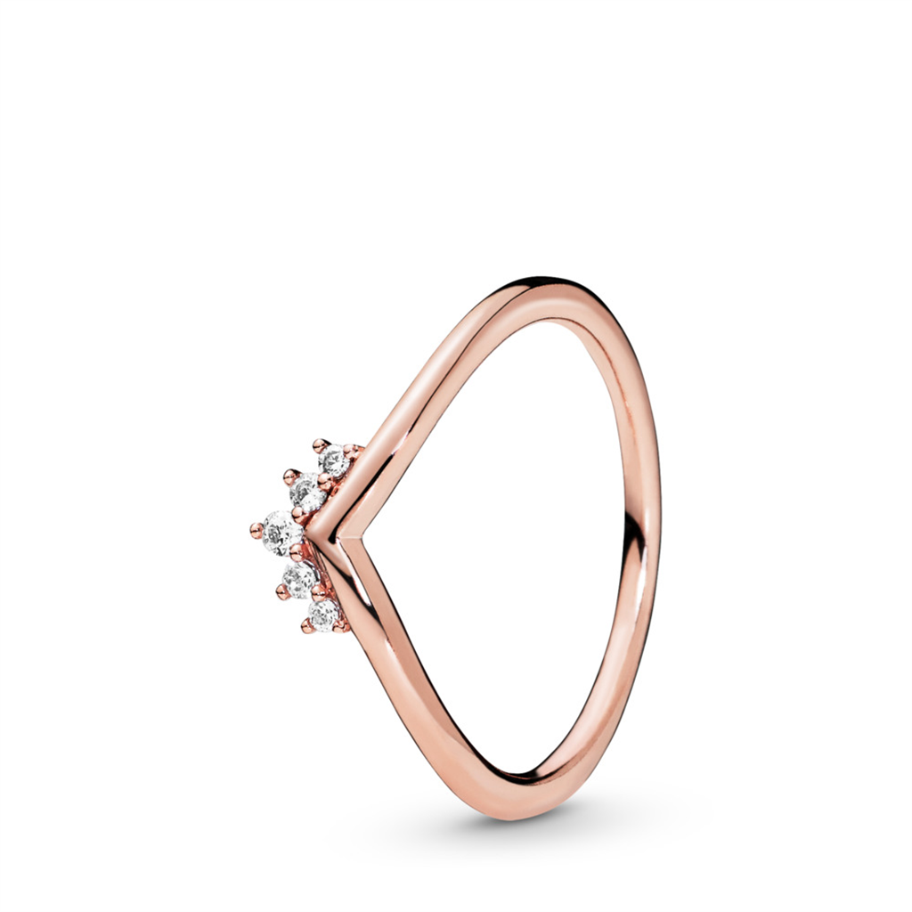 Pandora Timeless PinkTiara Wishbone Ring Size 7