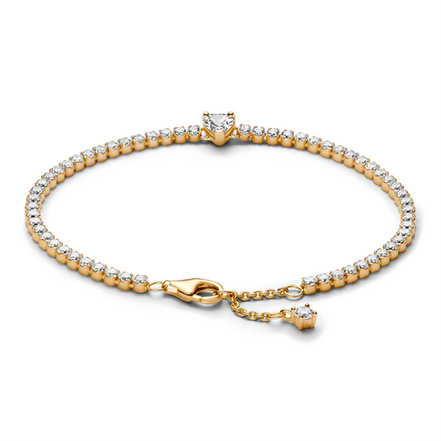 Pandora Timeless Sparkling Heart Tennis Bracelet Size 20