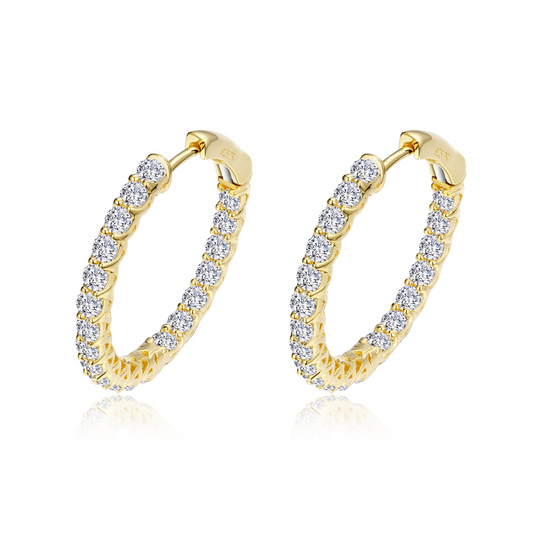 LaFonn Gold plated Simulated Diamond Inside Out Hoop Earrings