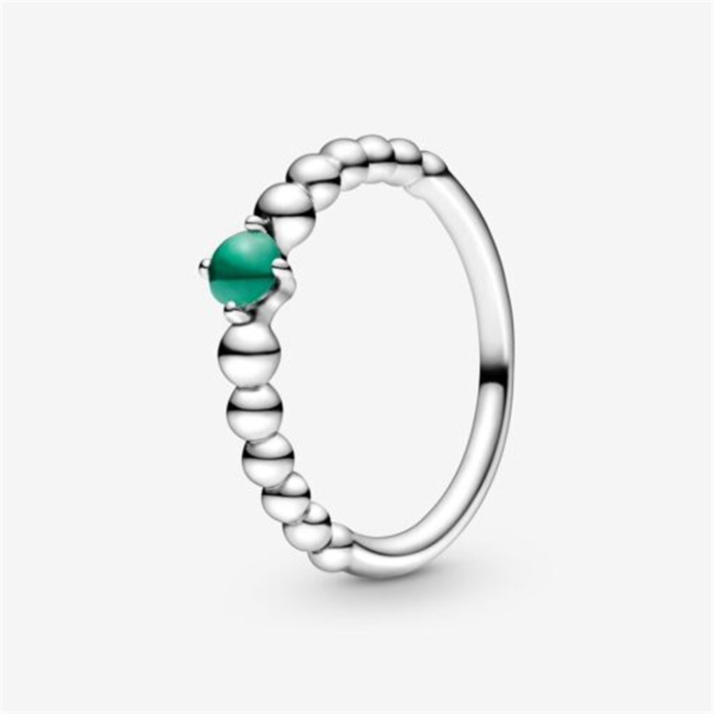 Pandora Moments May Rainforest Green Beaded Ring Size 5