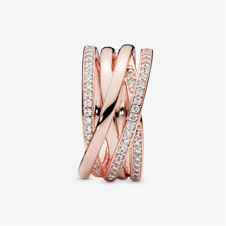 Pandora Timeless Sparkling & Polished Lines Ring Size 7