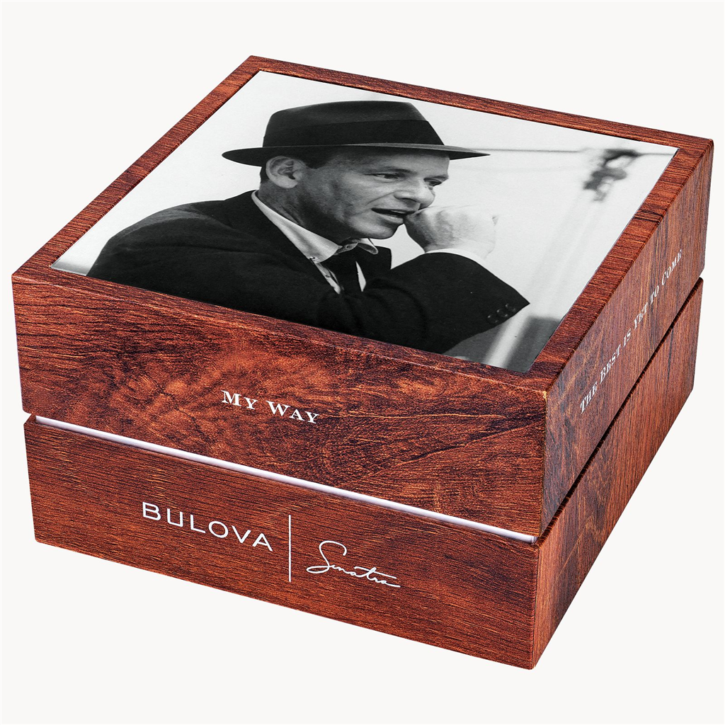 Bulova Men's Frank Sintra "Fly Me To The Moon" Black Leather Strap Watch