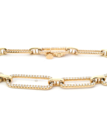 14K Yellow Gold Diamond Paperclip Bracelet