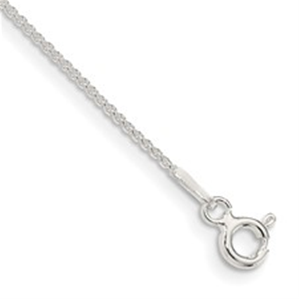 1mm Round Chain Sterling Silver Anklet