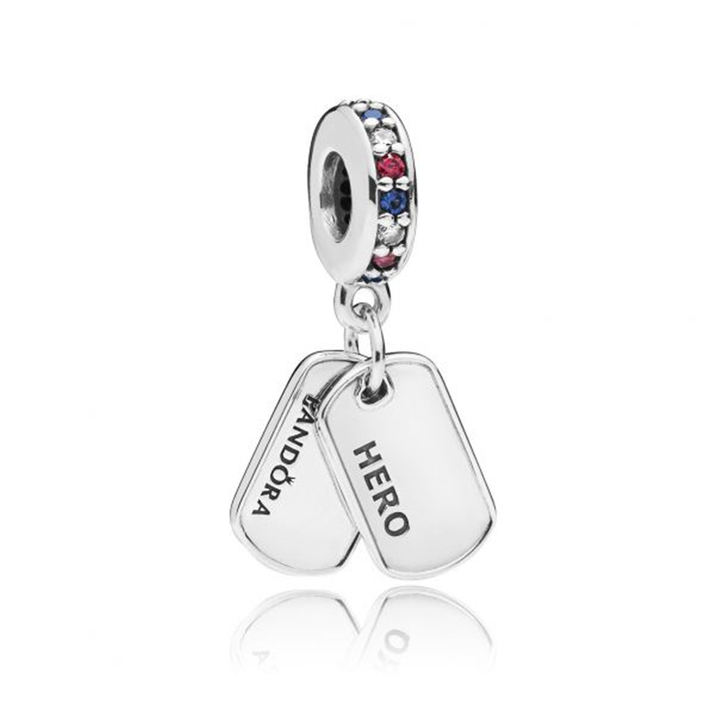 Pandora Moments Hero Dog Tag Dangle Charm