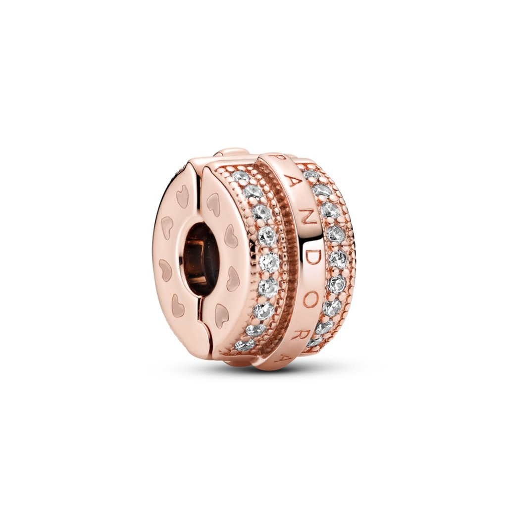 Pandora Sparkling Pavé Lines & Logo Clip Charm