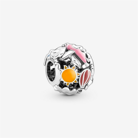 Pandora Moments "Fly Away With Me" Rainbow Sky And Travel Charm
