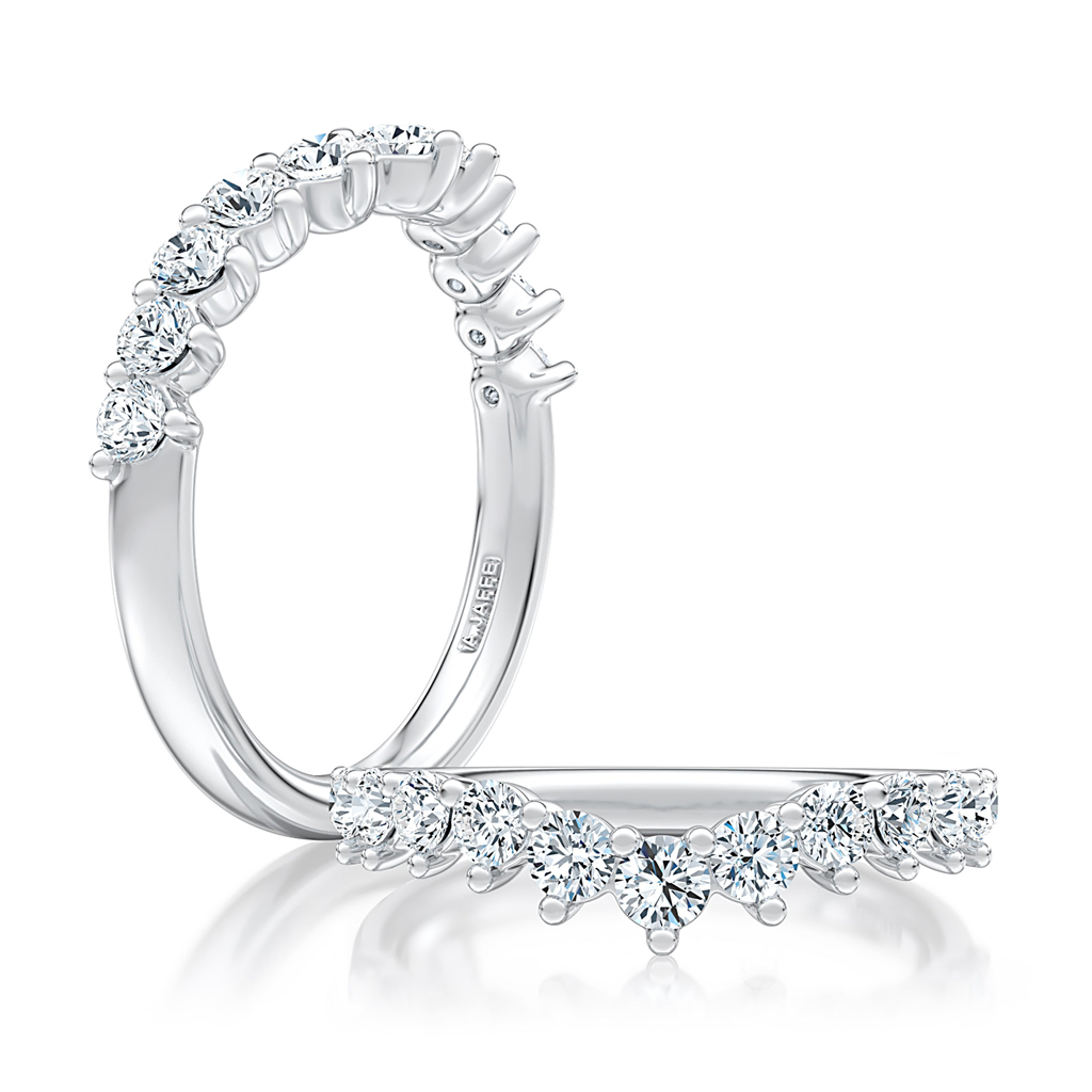 A.JAFFE 14K Gold V-Curved Diamond Pavé Wedding Band